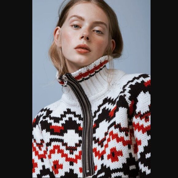 Maje Après-Ski Pullover Half-Zip Sweater Sz 2 - Picture 1 of 5